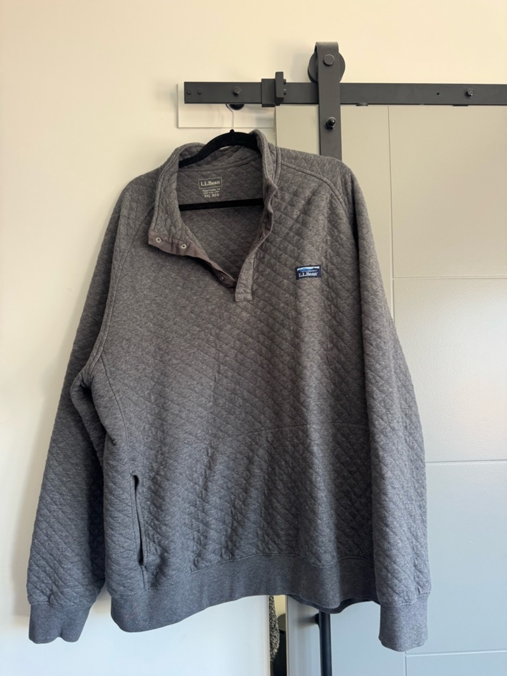 L.L. Bean Men's Quilted Charcoal Gray Zip-Neck Sweater